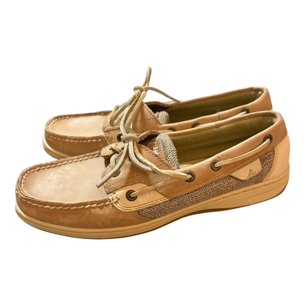Sperry Women's Bluefish 2-Eye boat shoes in a tan color. Size 9 - Picture 4 of 8